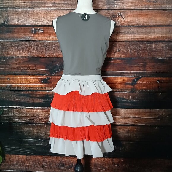 NWT Misope Dress M Tiered Ruffle Layered Lined Side Zip Tank Stretch Y2K - Picture 4 of 11